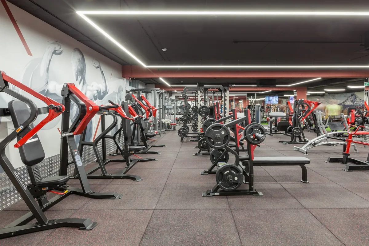 Тренажёрный зал IRON FITNESS с красным оборудованием